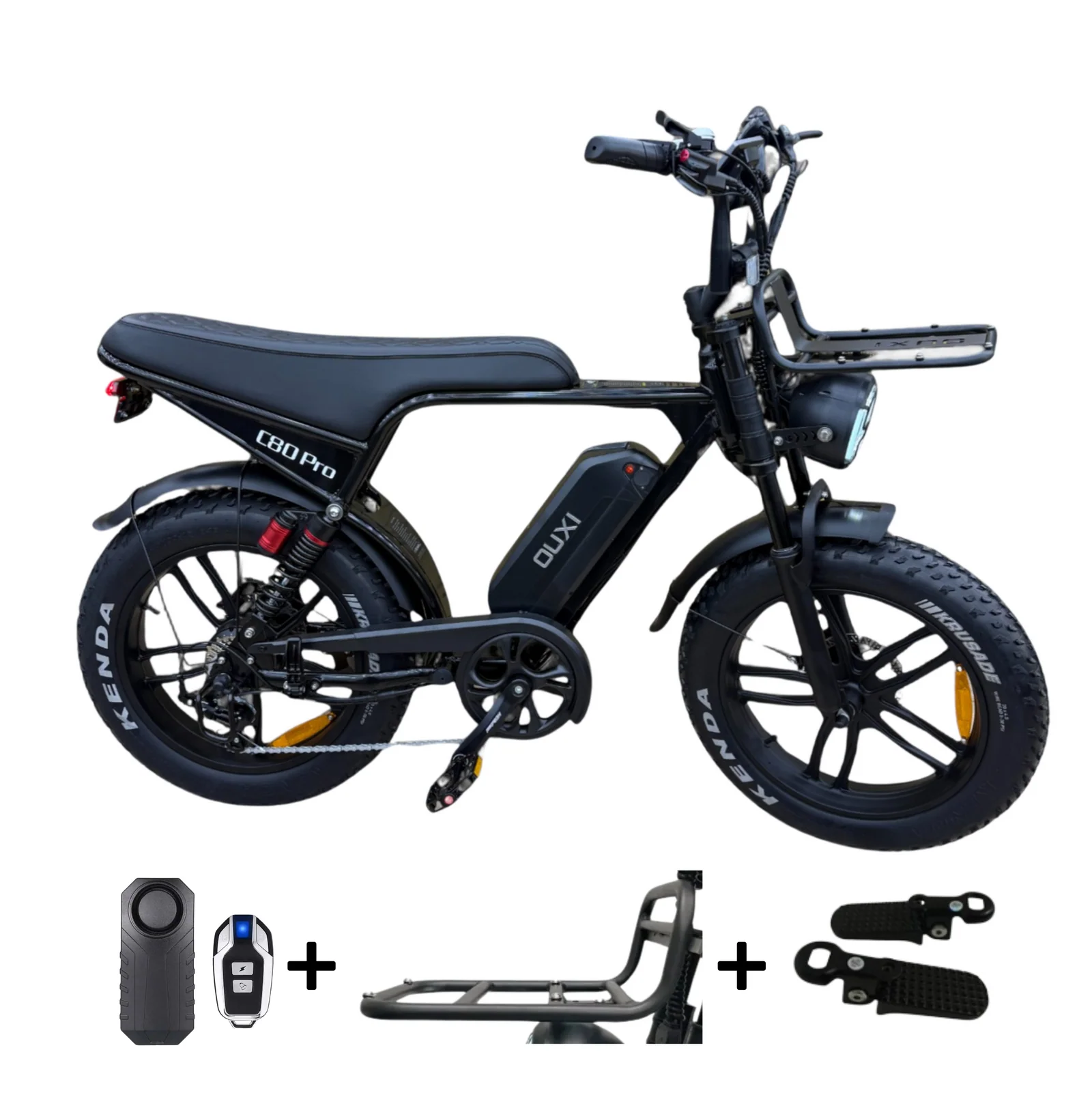 OUXI C80 PRO 2025 Edition E-bike, fatbike inclusief gratis alarm , Voorrekje, voetsteuntjes, tas en pomp